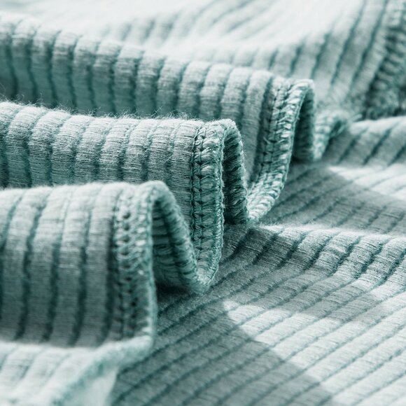 Patel Teal Slouchy Drop Shoulder Ribbed Long Sleeve Layered Look Drapery Top - Picture 6 of 9